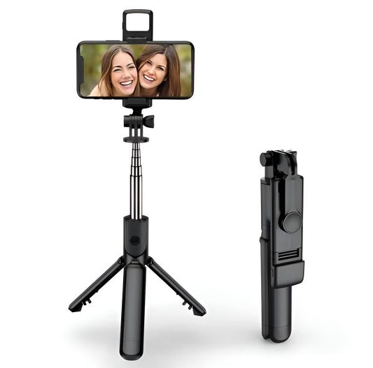 Selfie stick + tripod  with remote and light